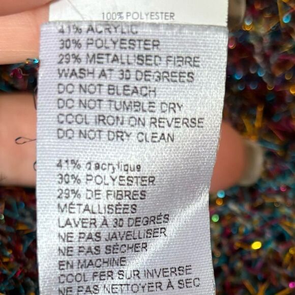 Nasty Gal Tinsel Time Pink Multicolor Sweater Crop V Neck  Size M - Picture 9 of 11